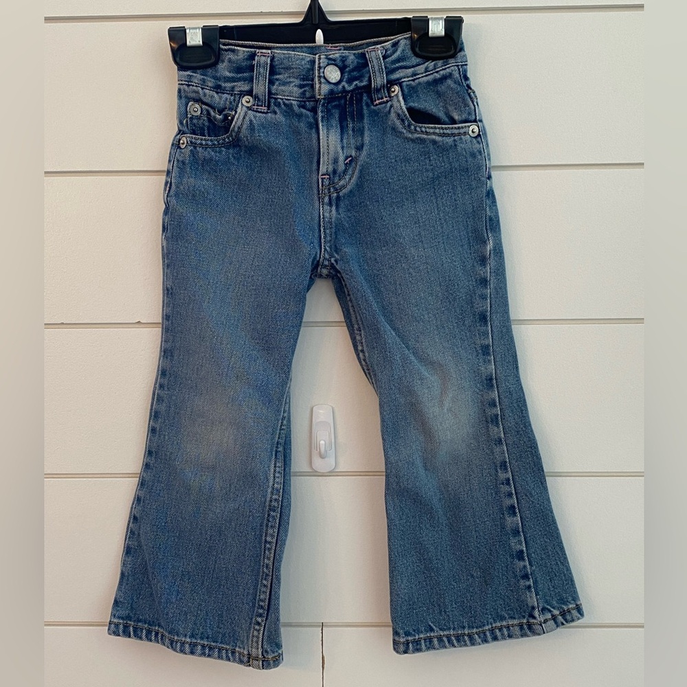 Levi's Jeans For Girls 100% Cotton 5517 Flare Leg Mid Wash Size 3 Retro 70s